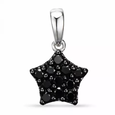 Ster zwart diamant hanger in 14 caraat witgoud 0,28 ct