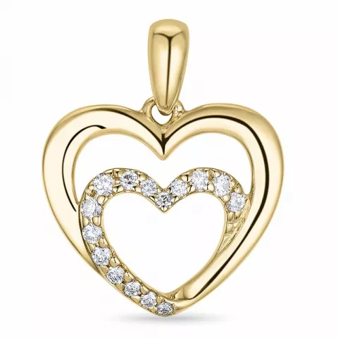 hart diamant hanger in 14 caraat goud 0,123 ct