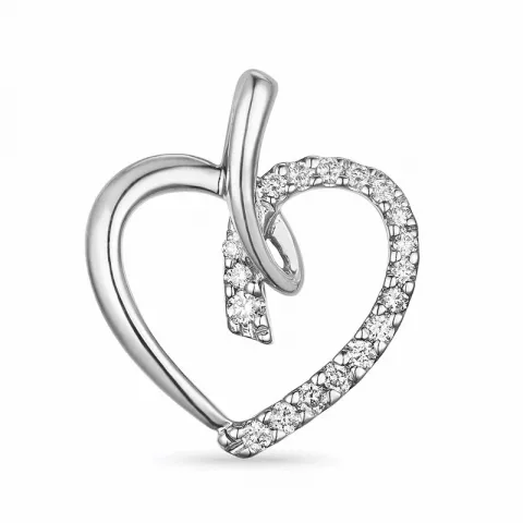 hart diamant hanger in 14 caraat witgoud 0,19 ct