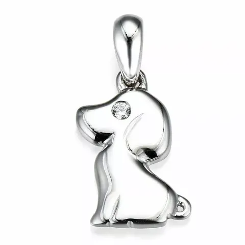 honden diamanten hanger in 14 caraat witgoud 0,01 ct