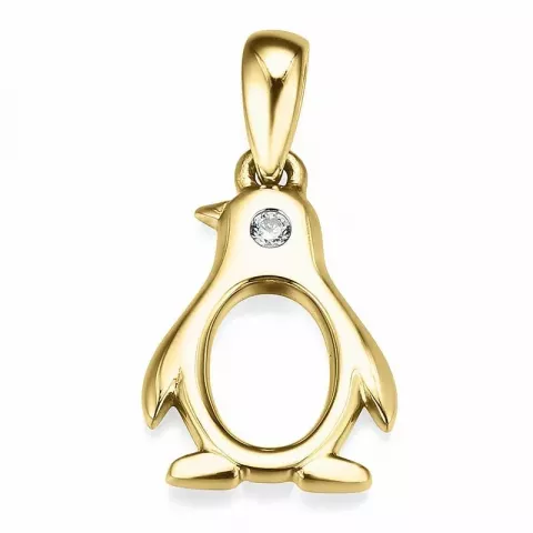 pinguin diamant gouden hanger in 14 caraat goud 0,01 ct