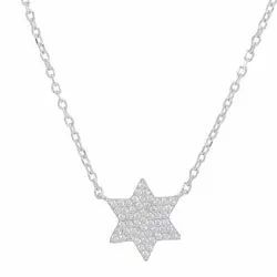 Joanli Nor Blizzard ster ketting in gerodineerd zilver witte zirkoon