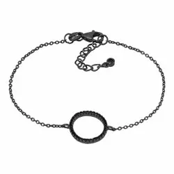 Joanli Nor armband in zwart gerhodineerd zilver zwart zirkoon
