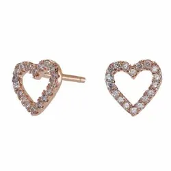 Joanli Nor hart oorbellen in zilver met een roze coating witte zirkoon