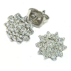 bloem diamant oorbellen in 14 karaat witgoud met diamant 