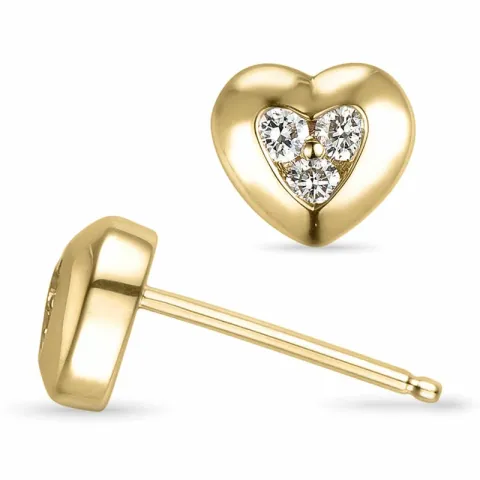 hart oorbellen in 14 karaat goud met diamant
