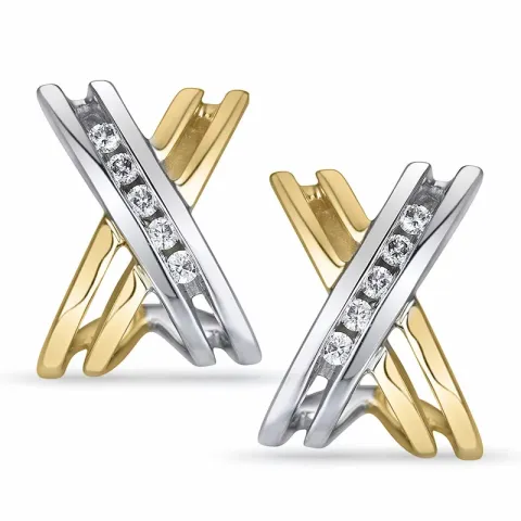 diamant oorbellen in 14 karaat witgoud met diamant