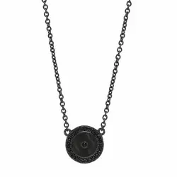 11 mm Joanli Nor rond hanger met ketting in zwart gerhodineerd zilver zwart zirkoon