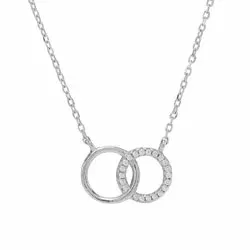 Joanli Nor cirkel hanger met ketting in zilver witte zirkoon