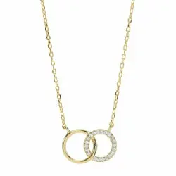 Elegant Joanli Nor cirkel hanger met ketting in verguld sterlingzilver witte zirkoon