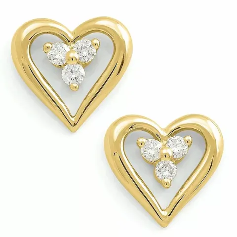 hart oorsteker in 14 karaat goud met diamant