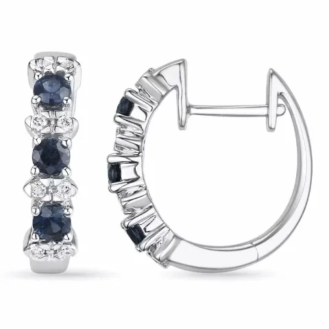 16 mm saffier creool in 14 karaat witgoud met diamant en saffier