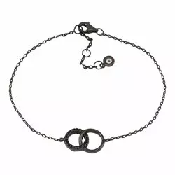 Joanli Nor cirkel armband in zwart gerhodineerd zilver zwart zirkoon