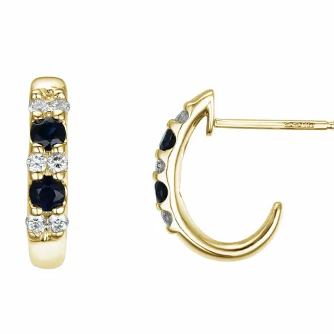 saffier halfcreool in 14 karaat goud met diamant en saffier