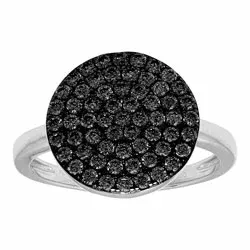 Joanli Nor cirkel ring in zilver zwart zirkoon