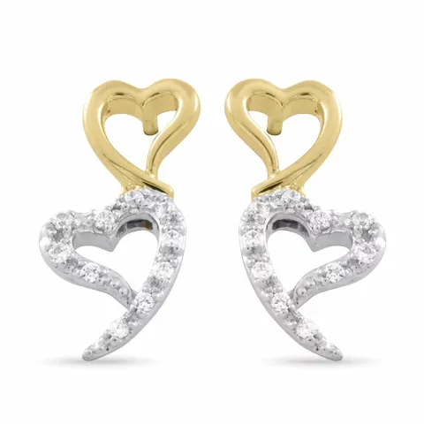 hart witgoud briljant oorbellen in 14 karaat goud en witgoud met diamant