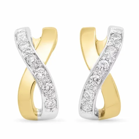 diamant oorbellen in 14 karaat goud en witgoud met diamant