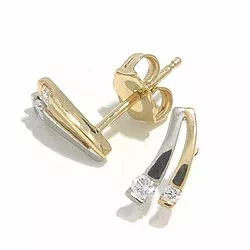 Diamant oorsteker in 14 karaat goud en witgoud met diamanten 