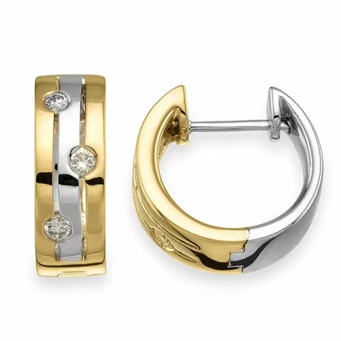 15 mm diamant creool in 14 karaat goud en witgoud met diamanten