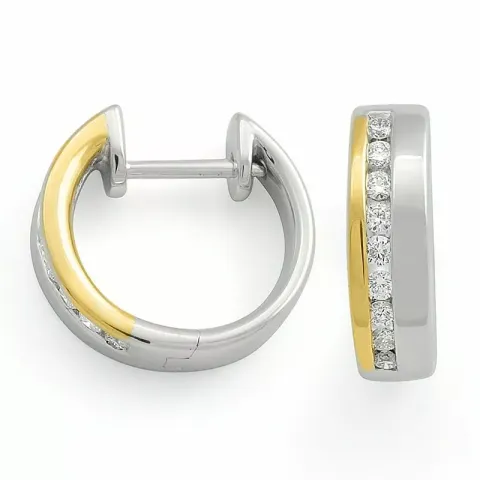 15 mm diamant creool in 14 karaat goud en witgoud met diamant