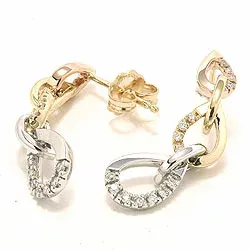 lange diamant oorsteker in 14 karaat goud witgoud roodgoud met diamant