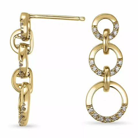 lange rond diamant briljant oorbellen in 14 karaat goud met diamant
