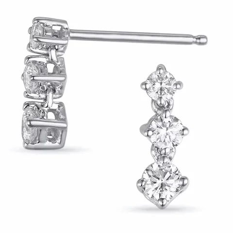 Diamant oorsteker in 14 karaat witgoud met diamanten