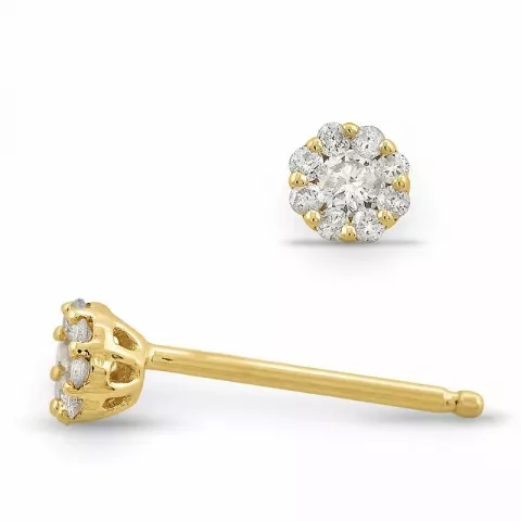 bloem diamant diamant oorbellen in 14 karaat goud met diamant 