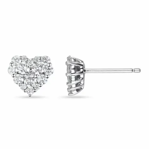 hart diamant oorbellen in 14 karaat witgoud met diamant 