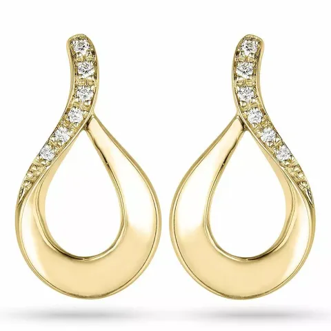 druppel diamant oorsteker in 14 karaat goud met diamant