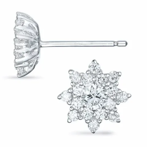 ster briljant oorbellen in 14 karaat witgoud met diamant