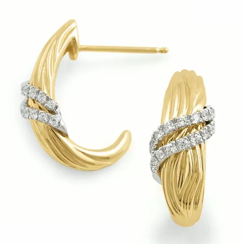 diamant oorsteker in 14 karaat goud en witgoud met diamant