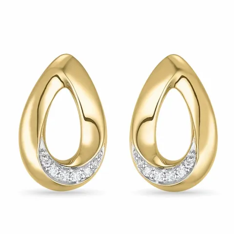 druppel diamant oorsteker in 14 karaat goud en witgoud met diamant