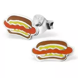 Hotdog oorbellen in zilver