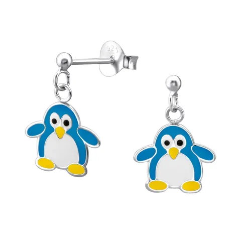 Goedkoop pinguin oorbellen in zilver