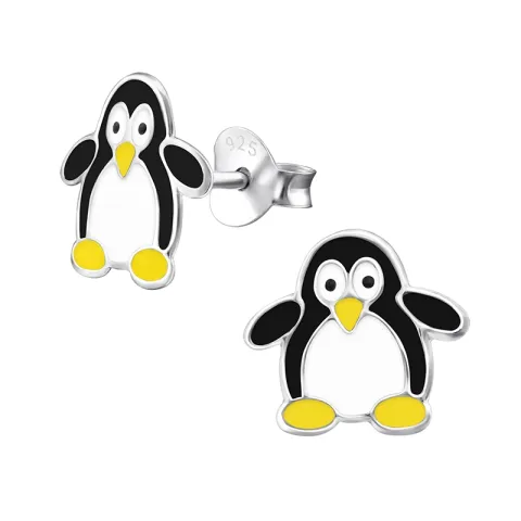 pinguin oorbellen in zilver