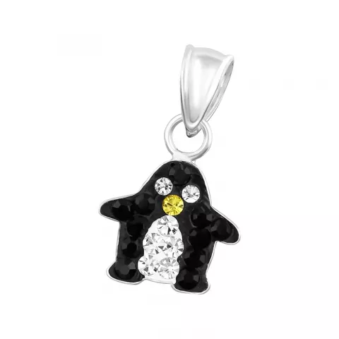Pinguin veelkleurig kristal hanger in zilver