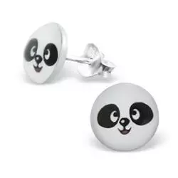 Panda oorbellen in zilver