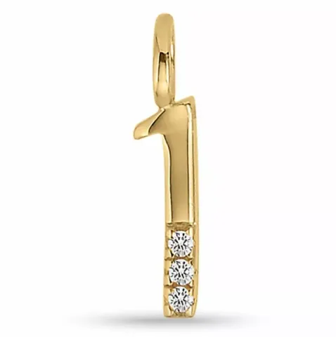 Aagaard het getal 1 hanger in verguld sterlingzilver witte zirkoon