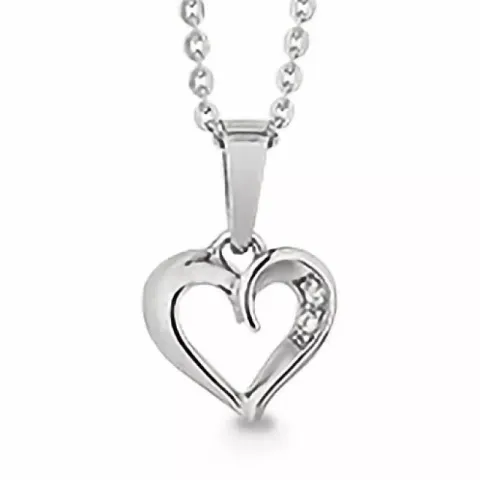 Aagaard hart zirkoon hanger met ketting in zilver witte zirkoon