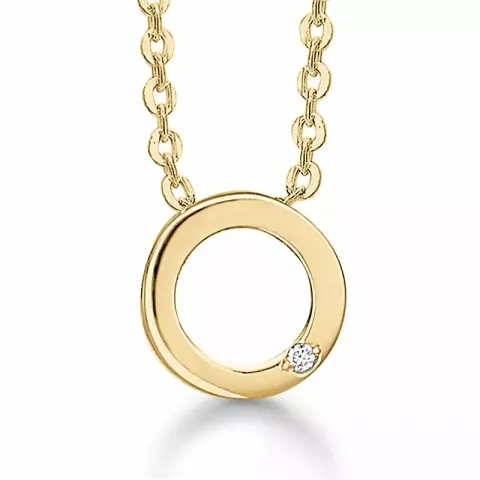 Aagaard ketting in verguld zilver m rond hanger in 14 caraat goud 0,003 ct