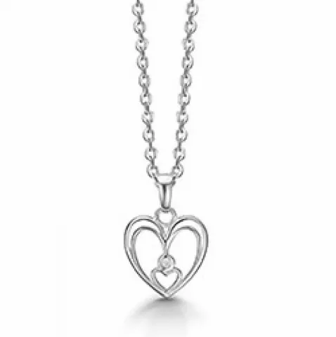 Elegant aagaard hart hanger met ketting in 8 karaat witgoud met gerodineerd zilver witte diamant