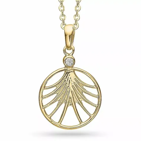 16 mm Aagaard rond hanger met ketting in verguld sterlingzilver witte zirkoon