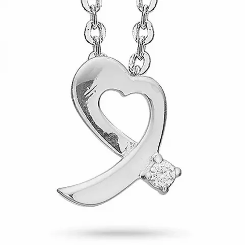 Aagaard hart diamant ketting met hanger in 8 karaat witgoud met zilver halskettingen witte diamant