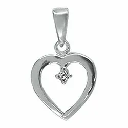 Aagaard hart hanger in 14 caraat witgoud 0,01 ct