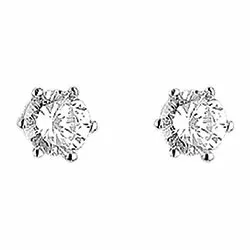 6 mm Aagaard rond oorsteker in gerodineerd zilver witte zirkoon