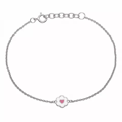 Aagaard bloem armband in zilver witte emaille pink emaille