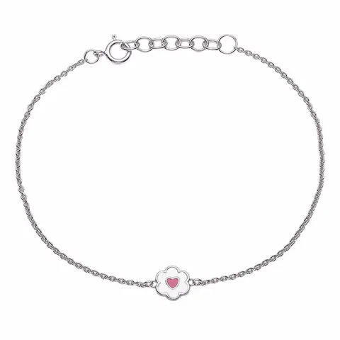 Aagaard bloem armband in zilver witte emaille pink emaille