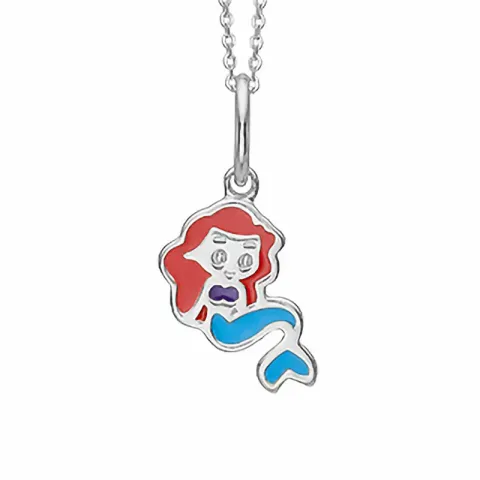 Aagaard zeemeermin hanger met ketting in zilver blauwe emaille rode emaille paarse emaille