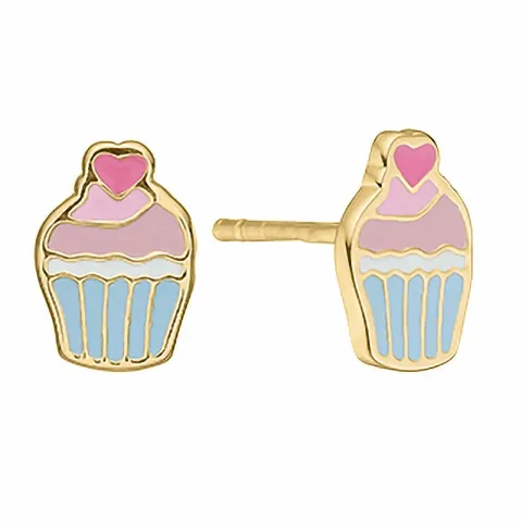 Aagaard cup cake oorbellen in zilver pink emaille blauwe emaille lichtblauwe emaille roze emaille